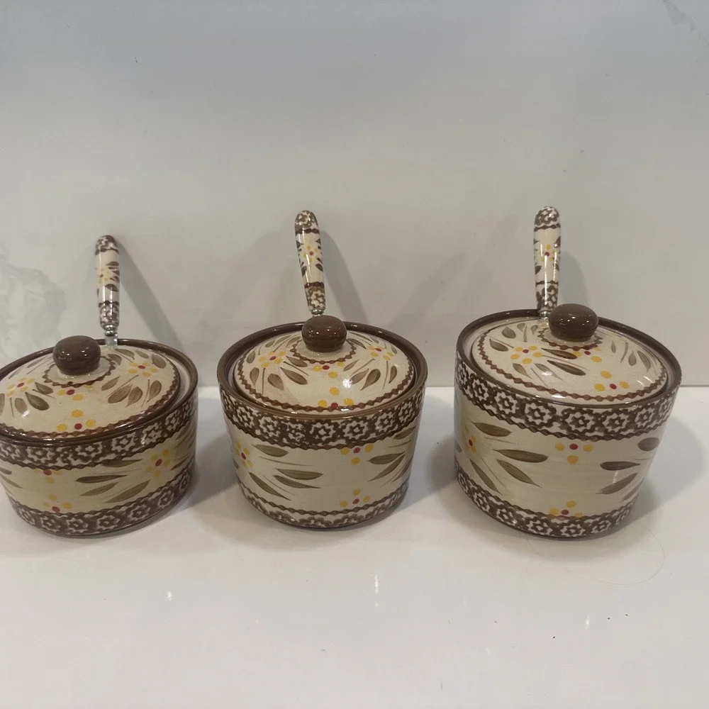 Temp-tations Condiment Set Ceramic Bakeware Old World Spice 3 Piece TT16